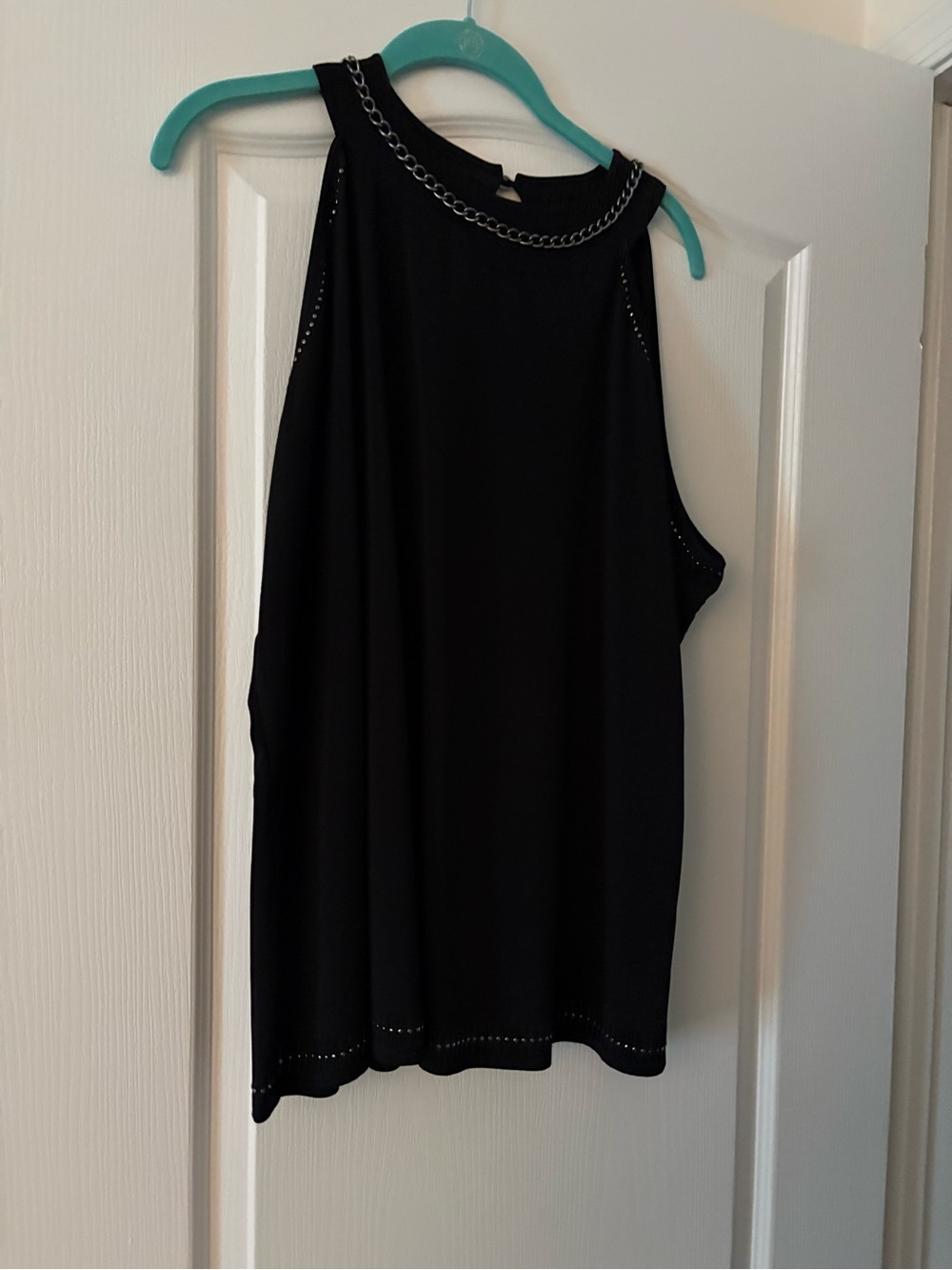 Belldini Black One-Shoulder Dress with Chain Trim